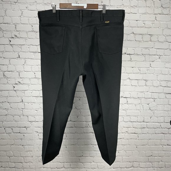 VTG Wrangler Black Straight Leg Workwear Easy Care Pants Retro USA  (43x26.5) - Picture 2 of 6